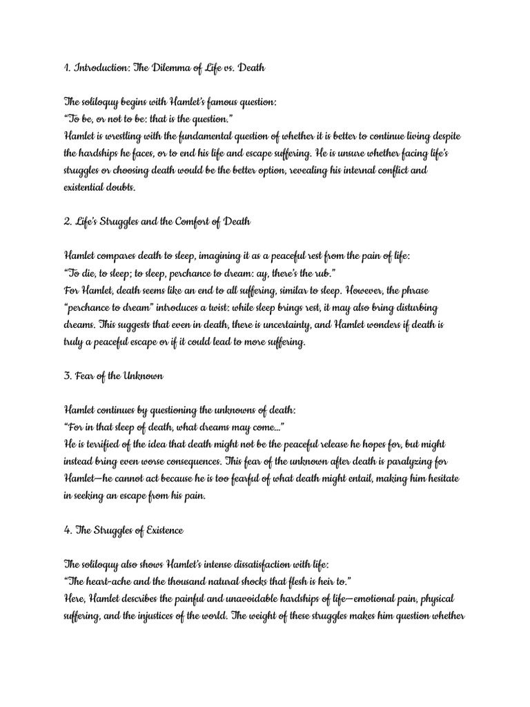 Hamlet's Existential Dilemma Explained | PDF | Hamlet | Conscience