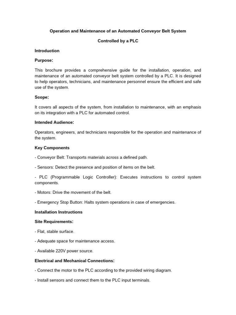 Automated Conveyor Belt System Guide | PDF | Programmable Logic ...