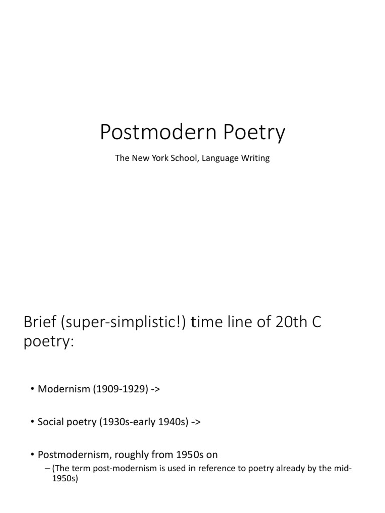 Overview of Postmodern Poetry Movements PDF Poetry
