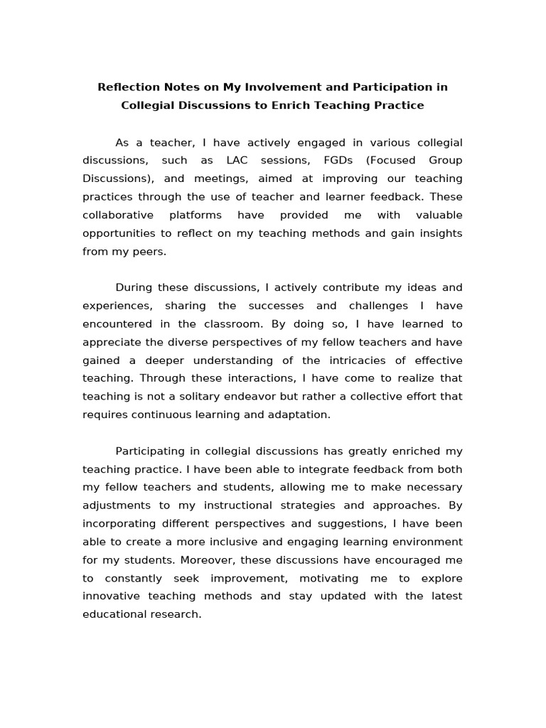 Enhancing Teaching Through Collegial Feedback | PDF