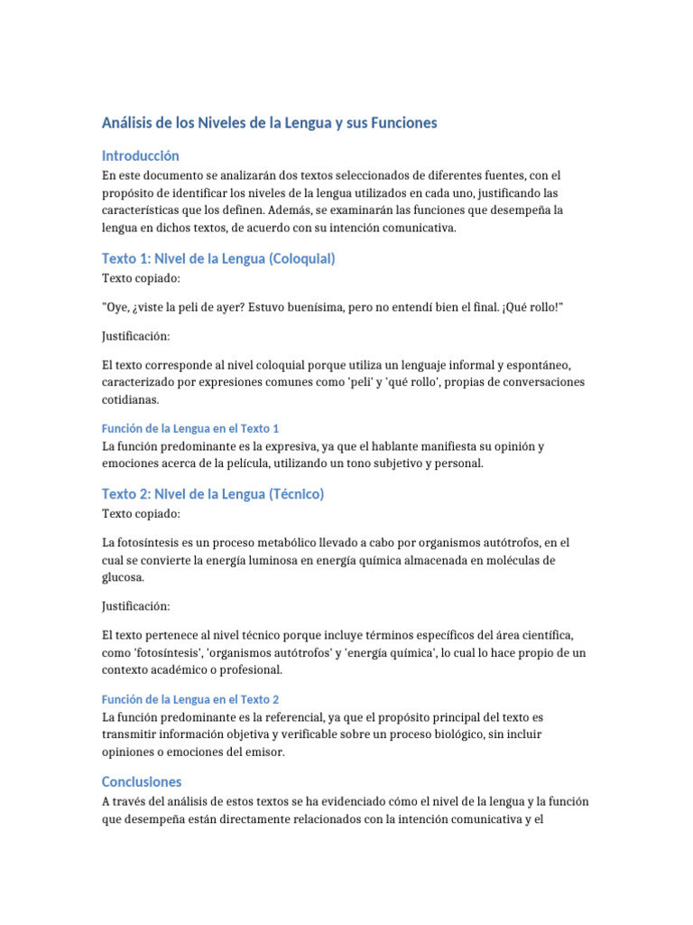 An%C3%A1lisis_Niveles_de_la_Lengua | PDF