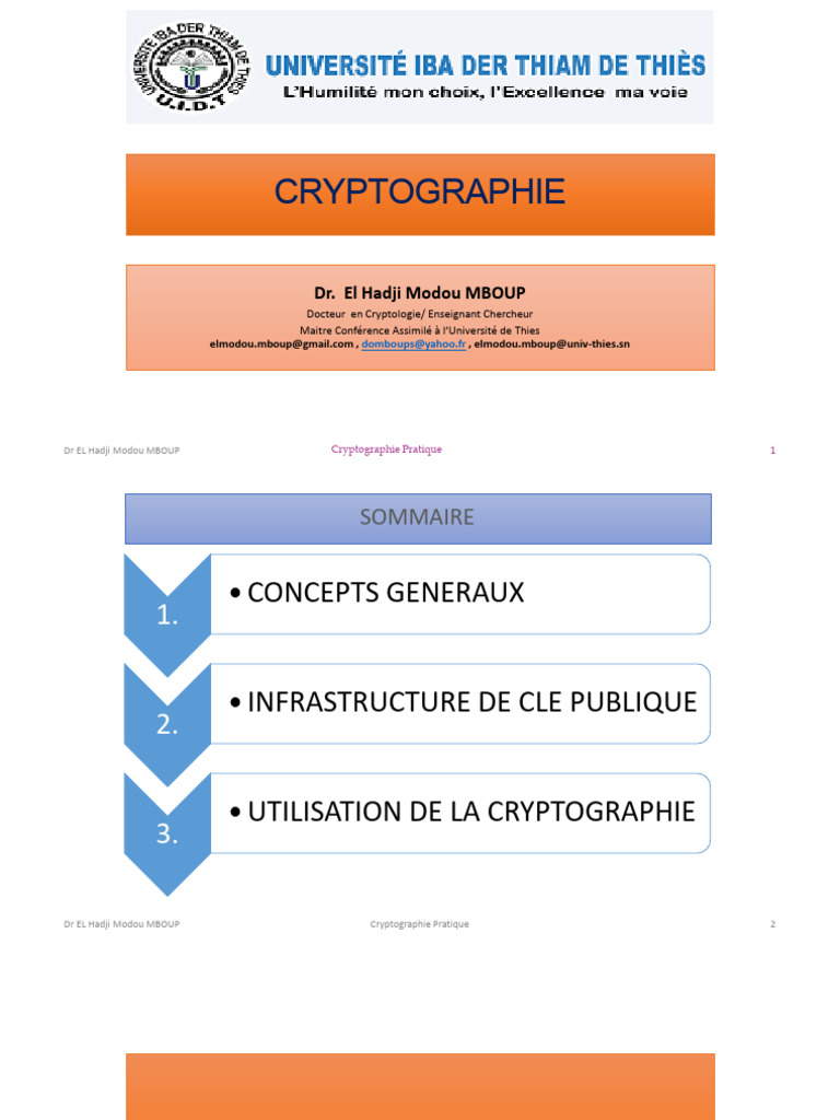 Introduction à la Cryptographie Pratique | PDF | Public-key ...