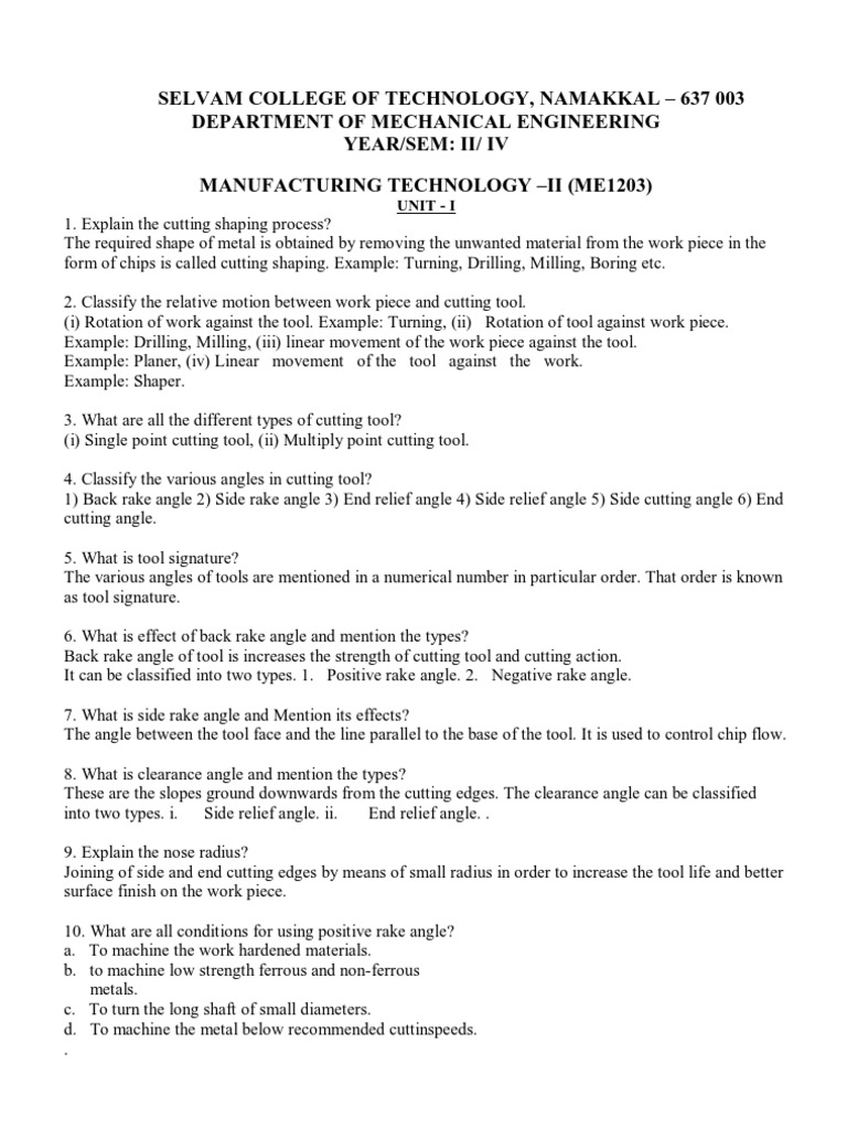 Manufacturing Technology | PDF