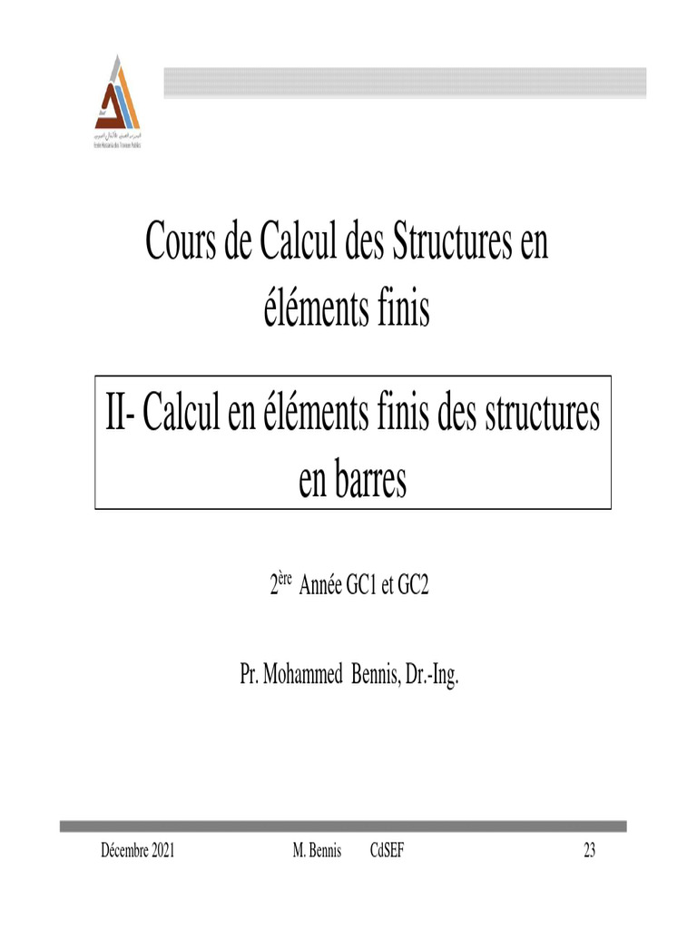 Calcul des Structures en Barres | PDF | Méthode des éléments finis ...