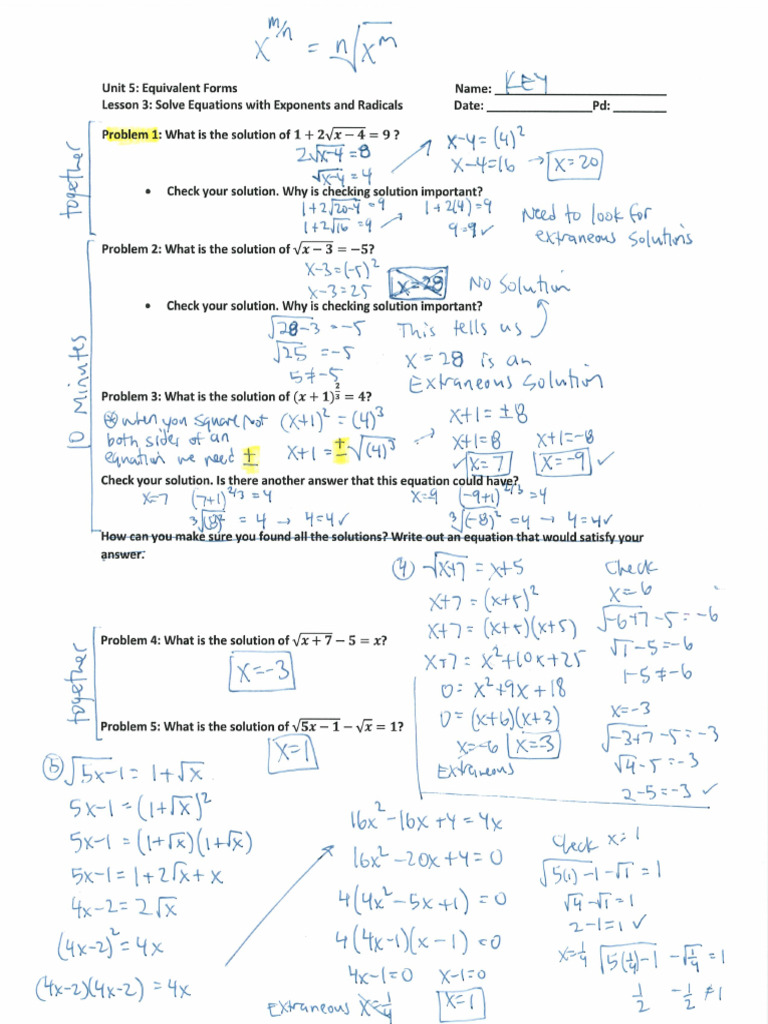 Young Unit 5 Day 3 KEY | PDF