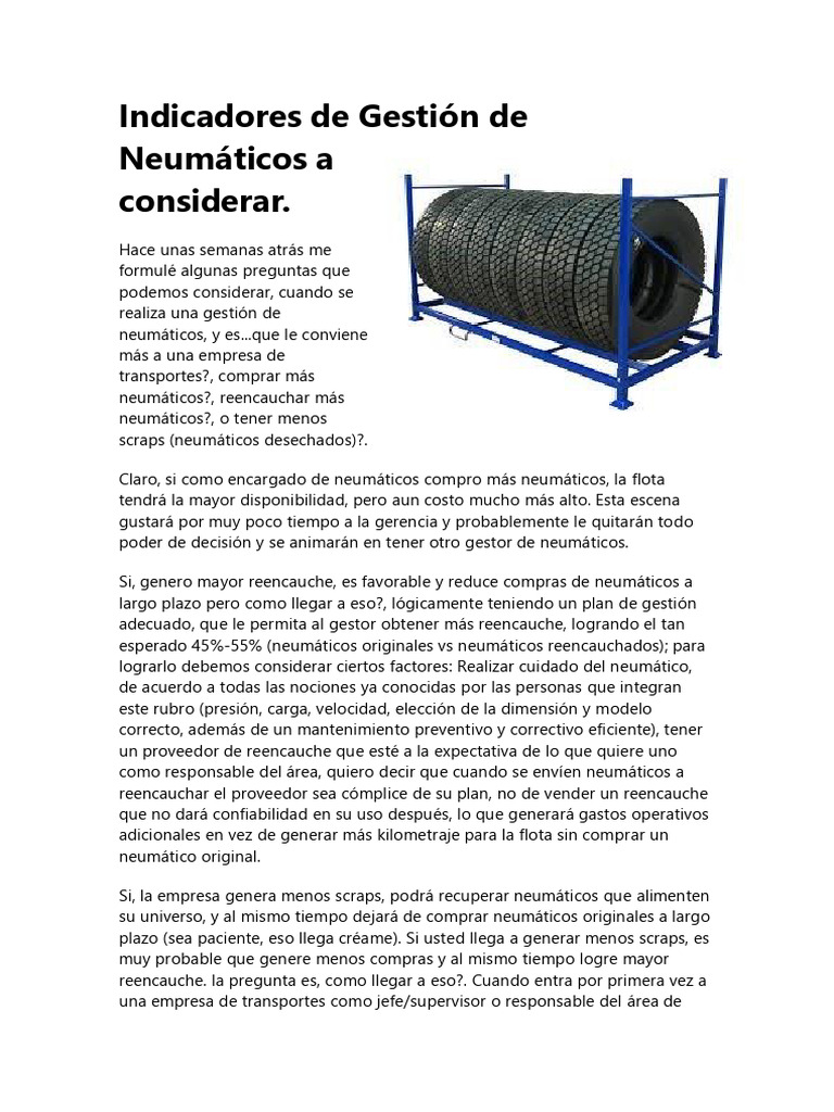Indicadores Clave para Gestión de Neumáticos | PDF | Neumático