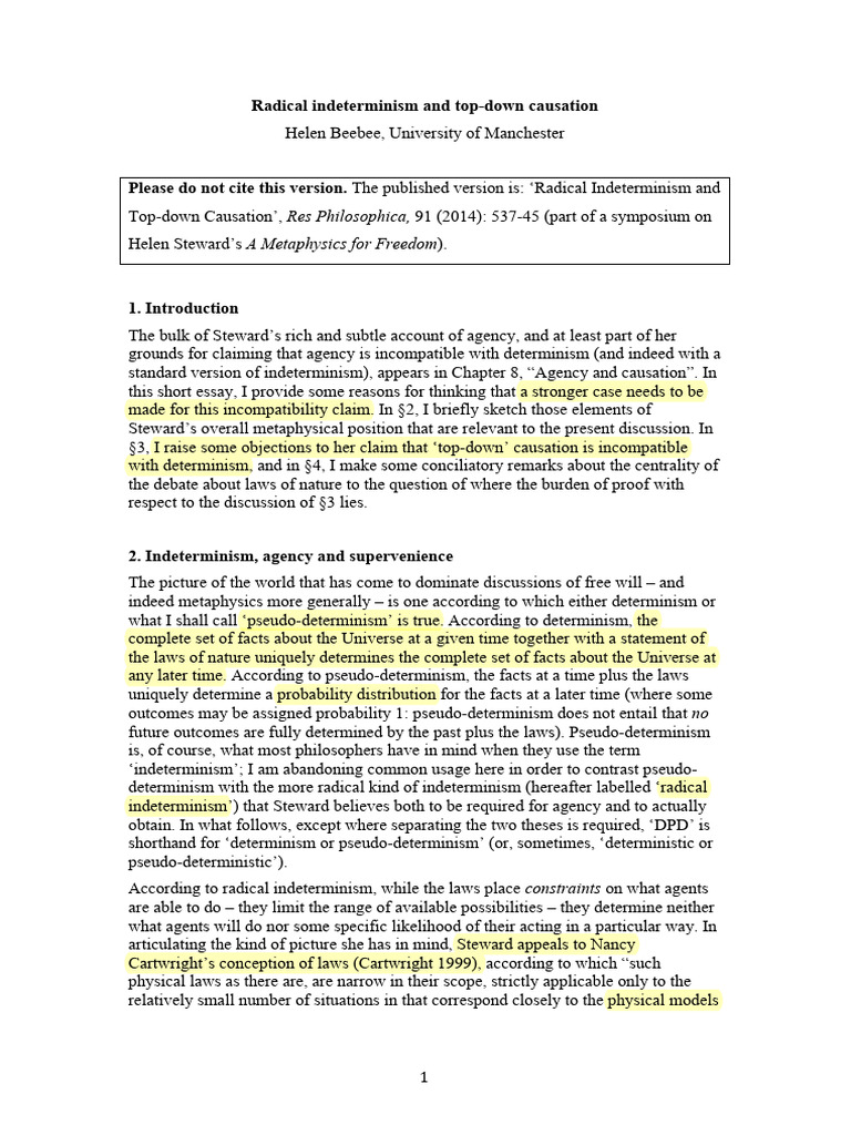 Beebee 2014 - Radical Indeterminism and Top-Down Causation - Ann | PDF ...
