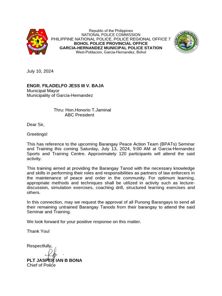BPATs Seminar for Barangay Tanods | PDF