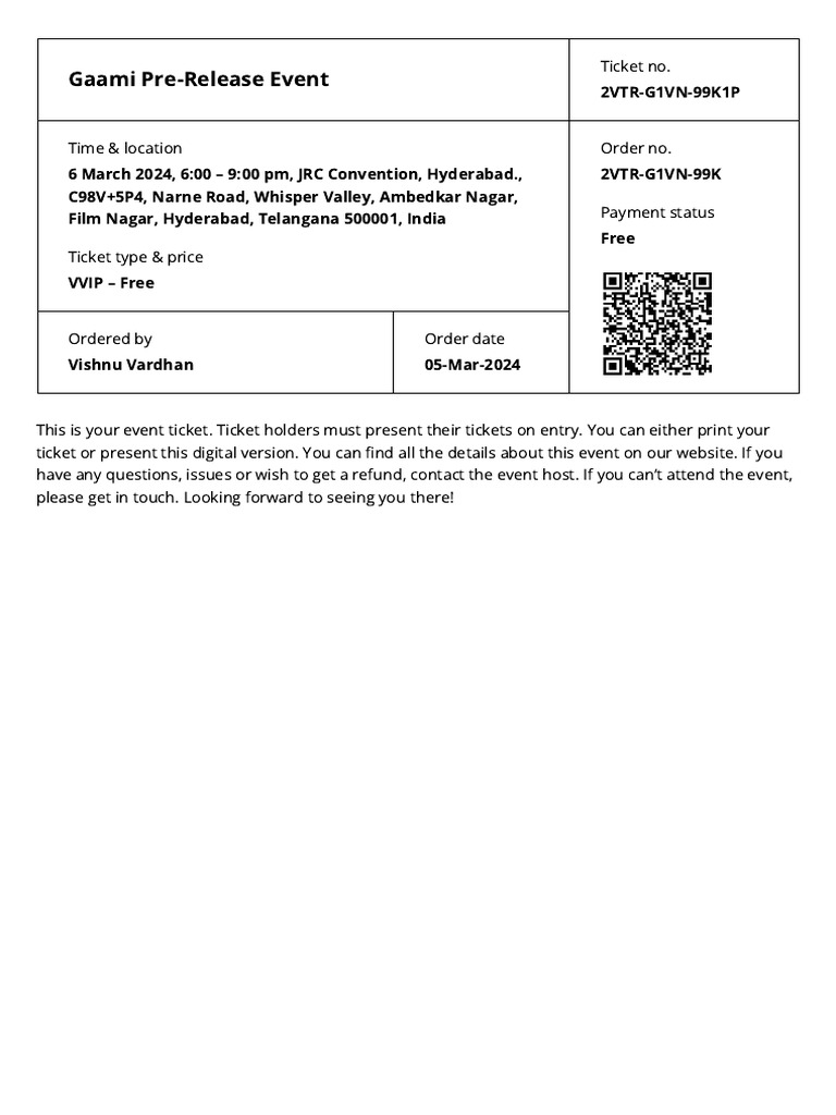 Gaami tickets vvip | PDF