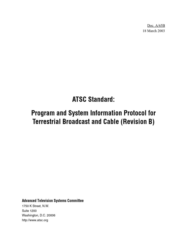 ATSC Program Information Protocol Guide | PDF | Telecommunications ...