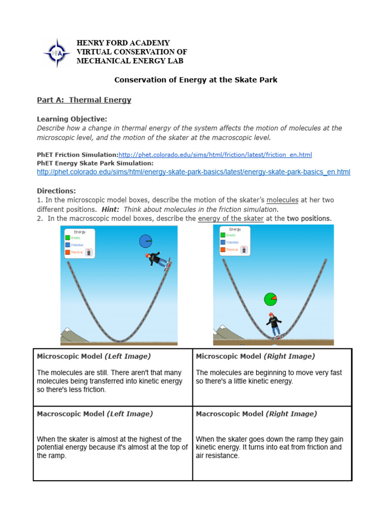 Energy Dynamics in Skate Park Simulation | PDF | Kinetic Energy | Friction