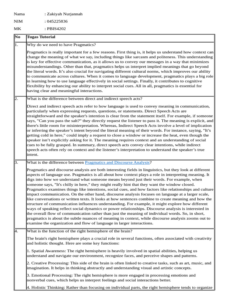 PBIS4202 | PDF | Communication | Lateralization Of Brain Function