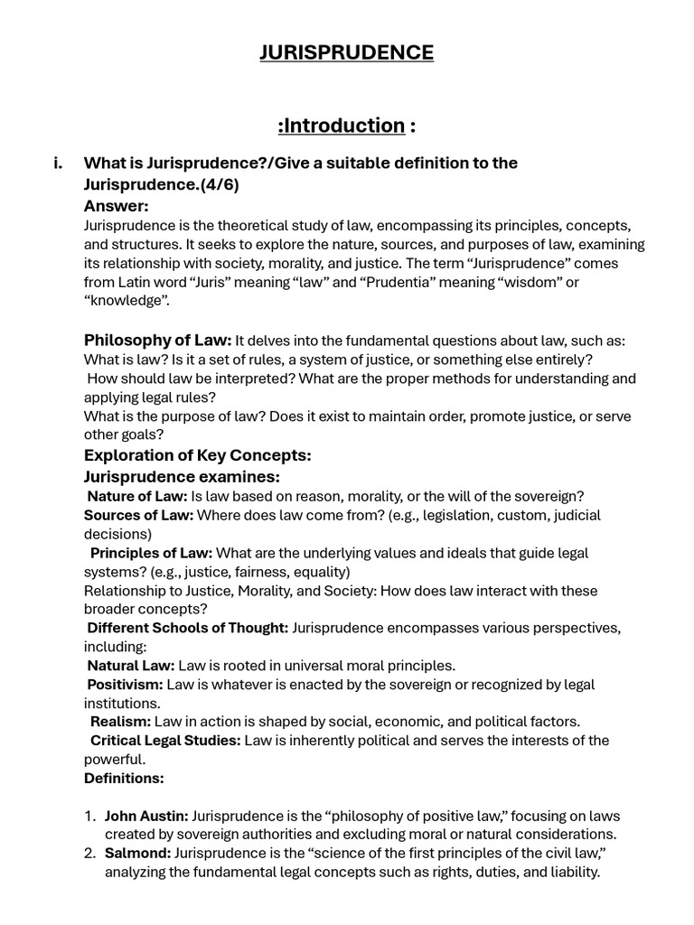 Jurisprudence Notes Completed by The SSAH | PDF | Precedent ...