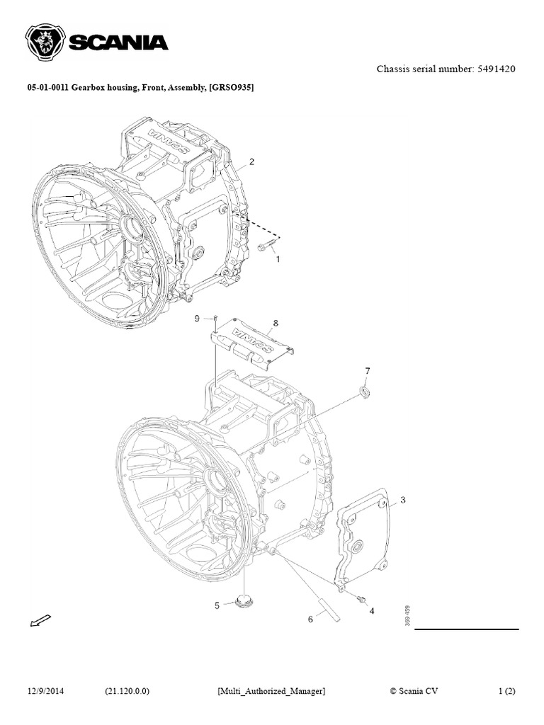 Scania Gearbox Housing Assembly Parts List | PDF
