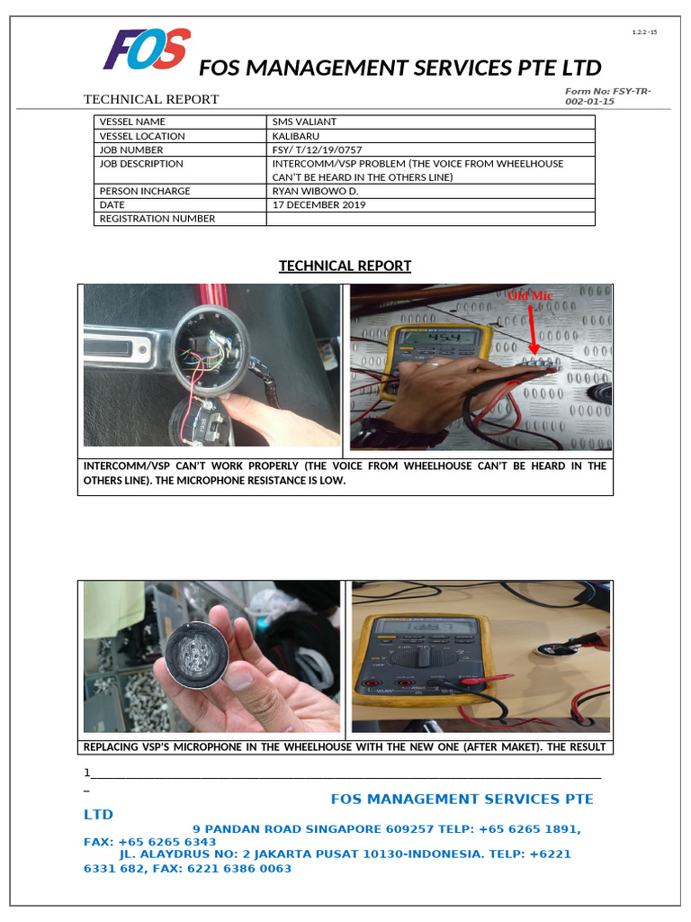 TECHNICAL REPORT - SMS Valiant Maintenance 17-12-2019 2 | PDF | Audio ...