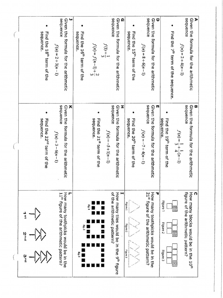 Arithmetic Sequence Cards | PDF