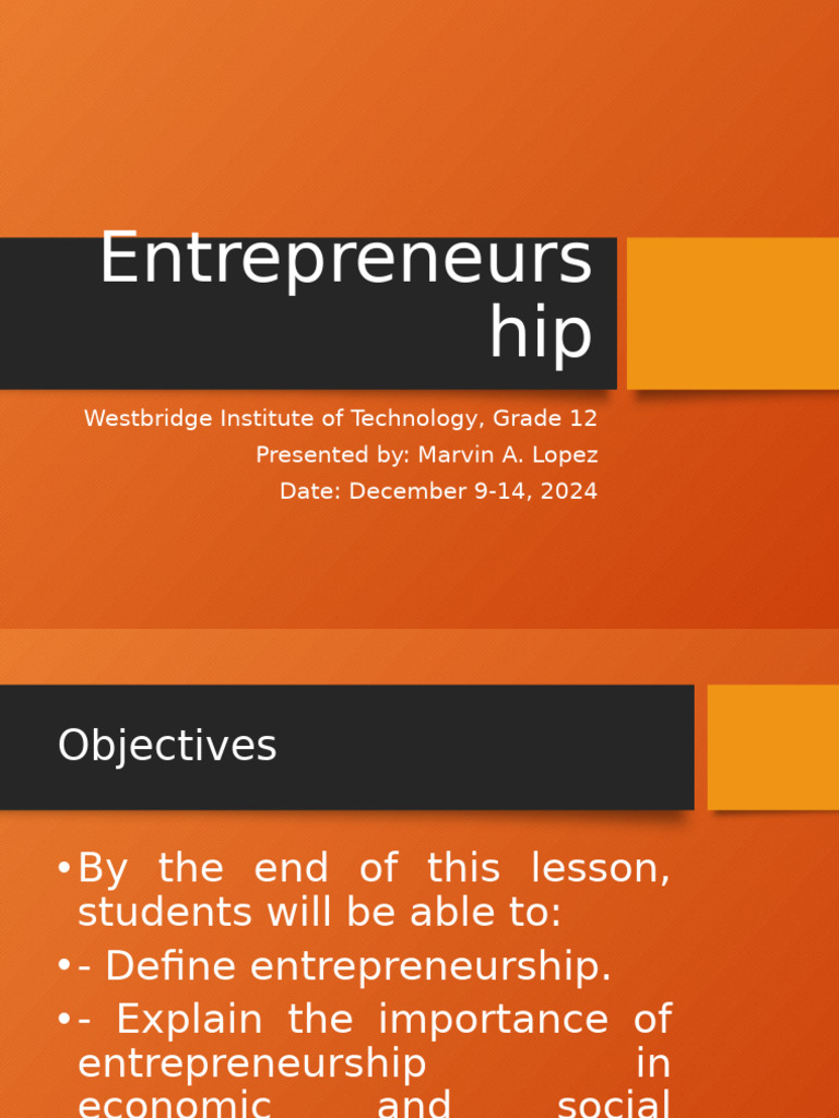 Entrepreneurship Lesson1 Pdf Entrepreneurship Cognition