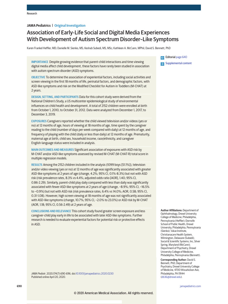Early Social Media Impact on Autism Symptoms | PDF | Autism Spectrum ...