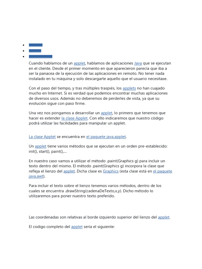 Crear tu primer applet en Java | PDF | Java (lenguaje de programación ...