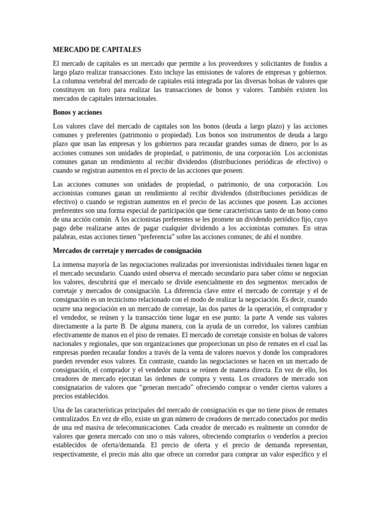 Introducción al Mercado de Capitales | PDF | Compartir (Finanzas ...