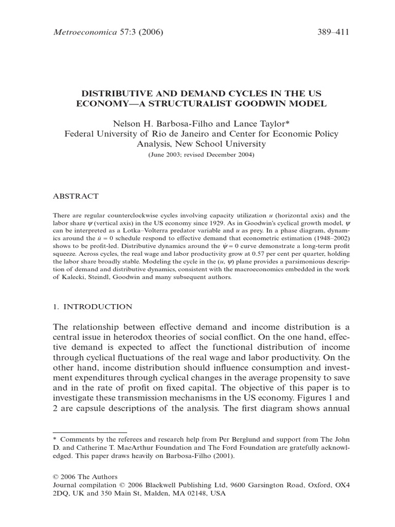 Barbosa Filho - DISTRIBUTIVE AND DEMAND CYCLES IN THE US ECONOMY A ...