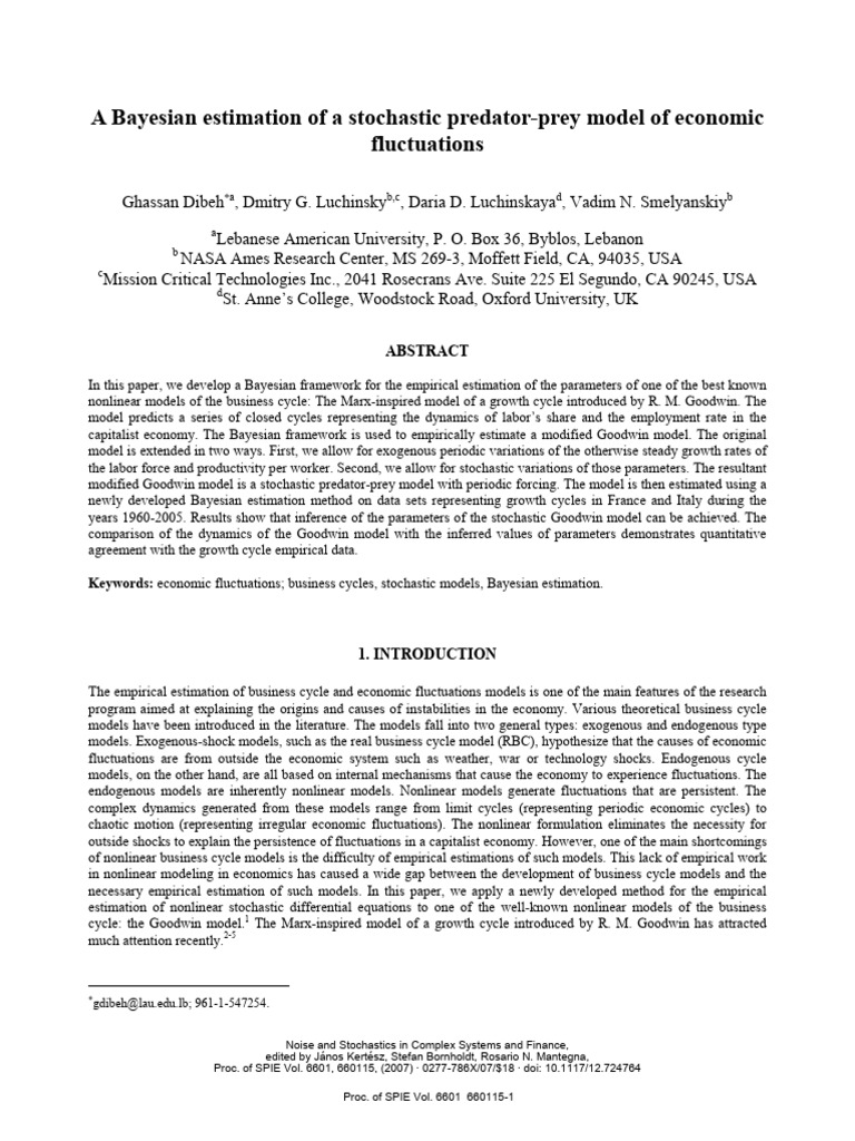 DIBEH - A Bayesian Estimation of A Stochastic Predator-Prey Model of ...