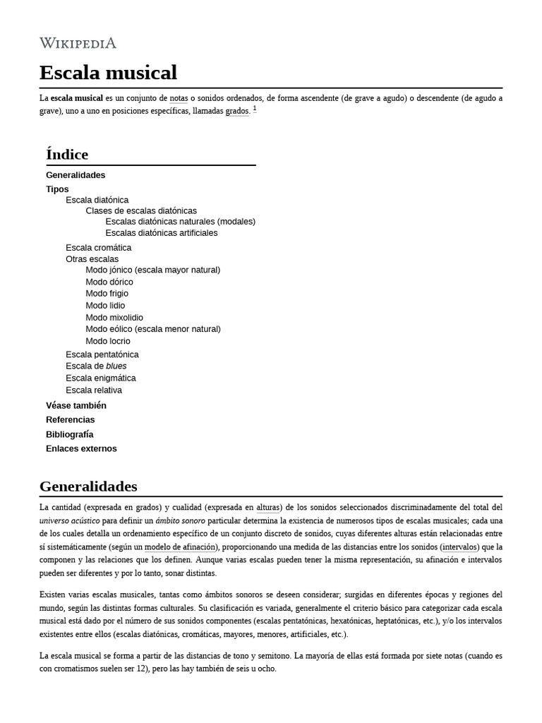 Tipos y Clases de Escalas Musicales | PDF | Escala (música) | Modo (música)