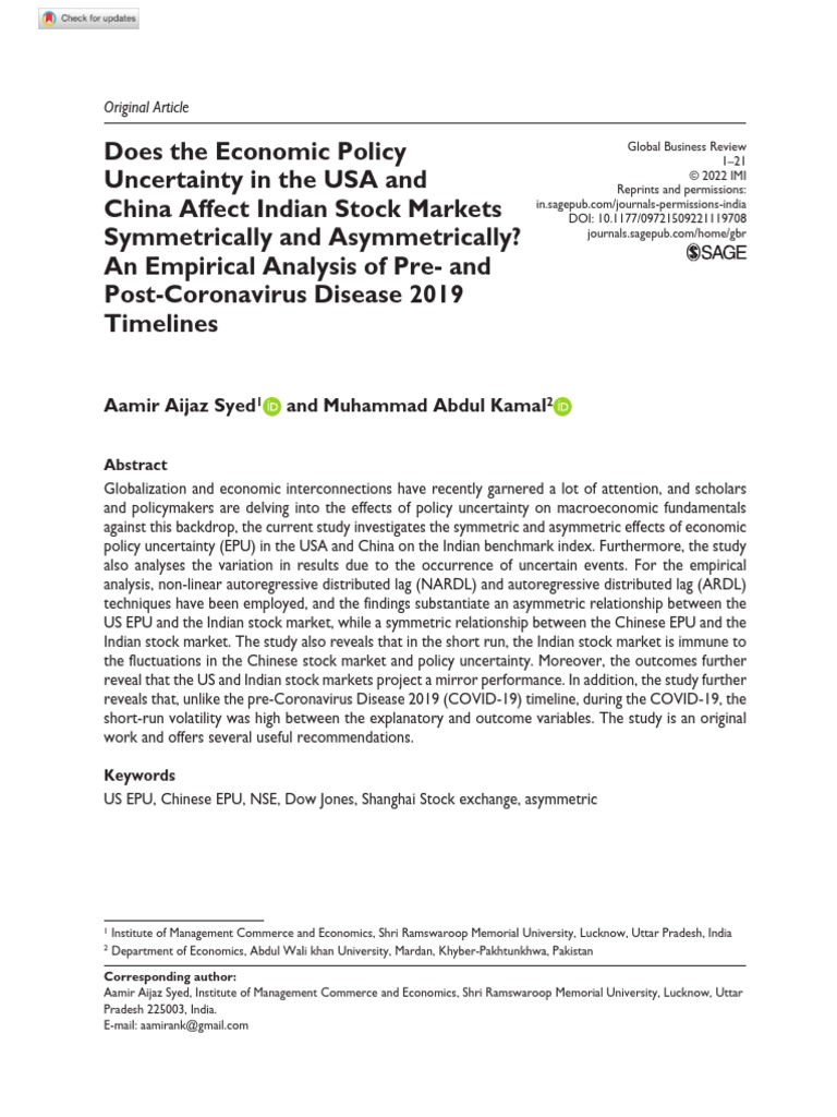 Syed Kamal 2022 Does The Economic Policy Uncertainty in The Usa and ...
