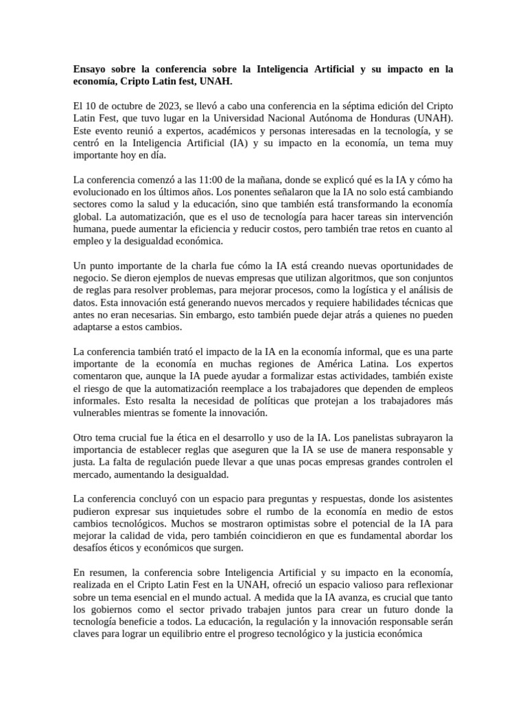 Impacto de la IA en la economía 2023 | PDF | Inteligencia artificial ...