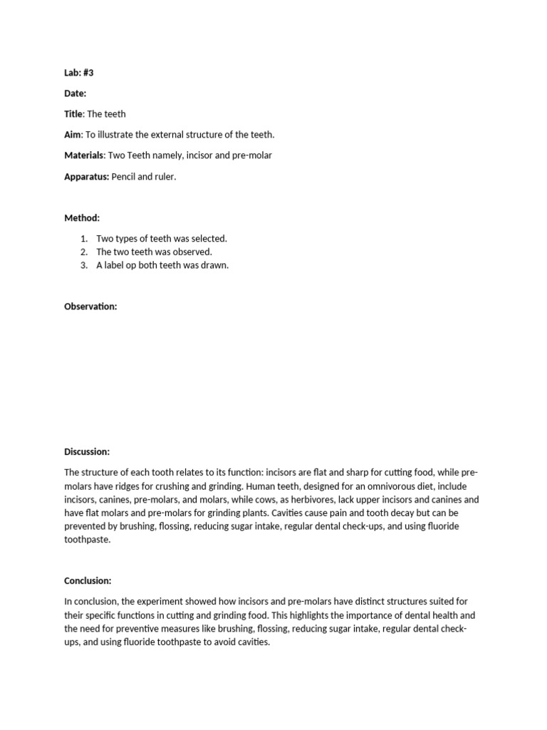 Bio Lab Teeth#3 | PDF