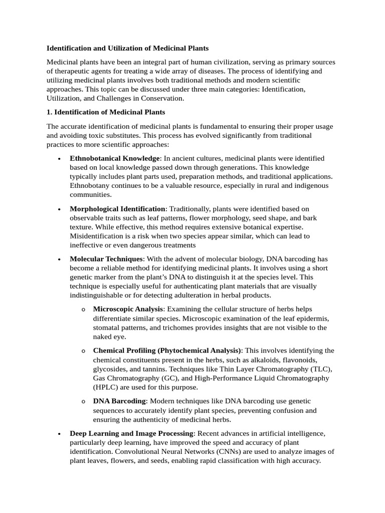 Medicinal Plant Identification Techniques | PDF | Medicinal Plants ...