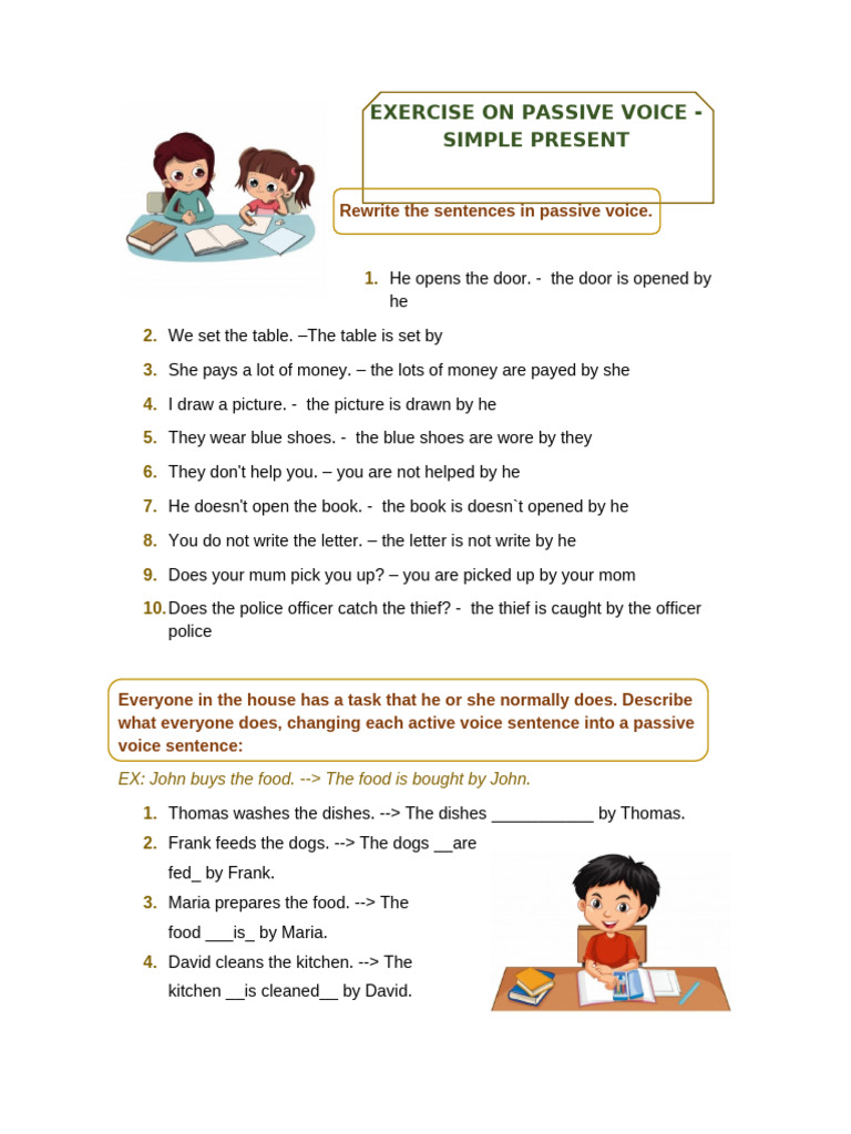 Exercise On Passive Voice | PDF