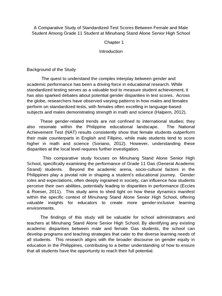 Gender Disparities in Grade 11 Test Scores | PDF | Standardized Tests ...