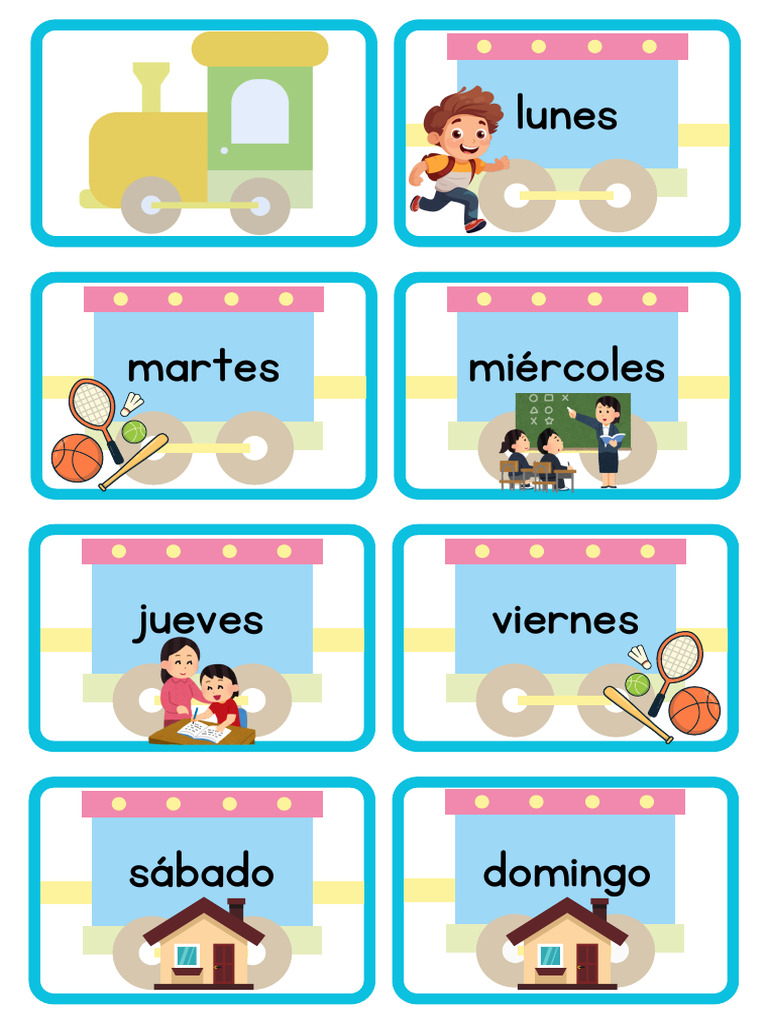 Tarjetas Días de La Semana | PDF