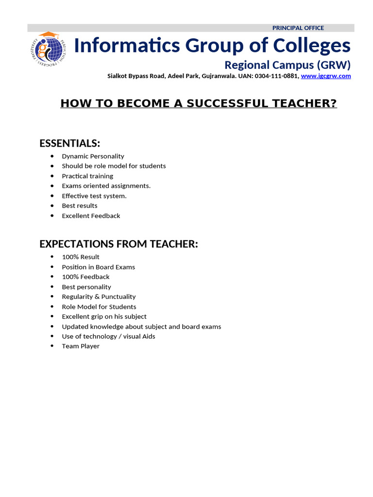 Successful Teacher | PDF