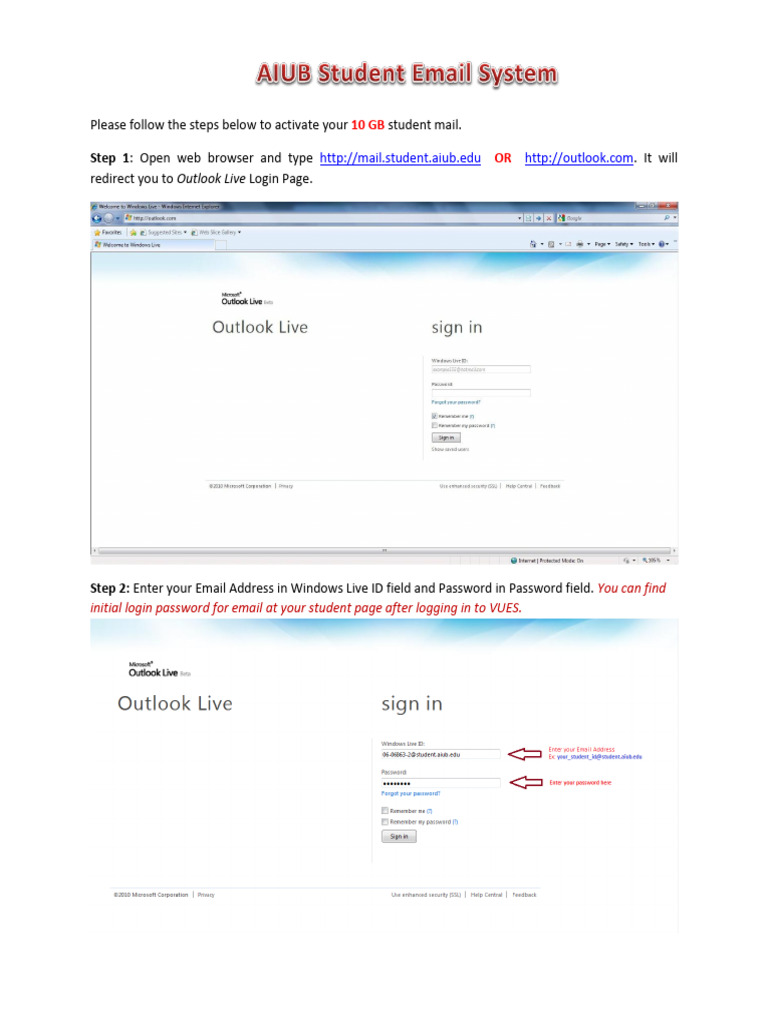 Instruction Manua To Activate Student Email | PDF
