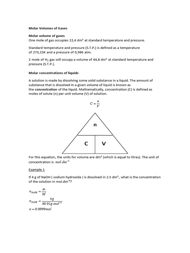 Calculations Involving Concentration | PDF