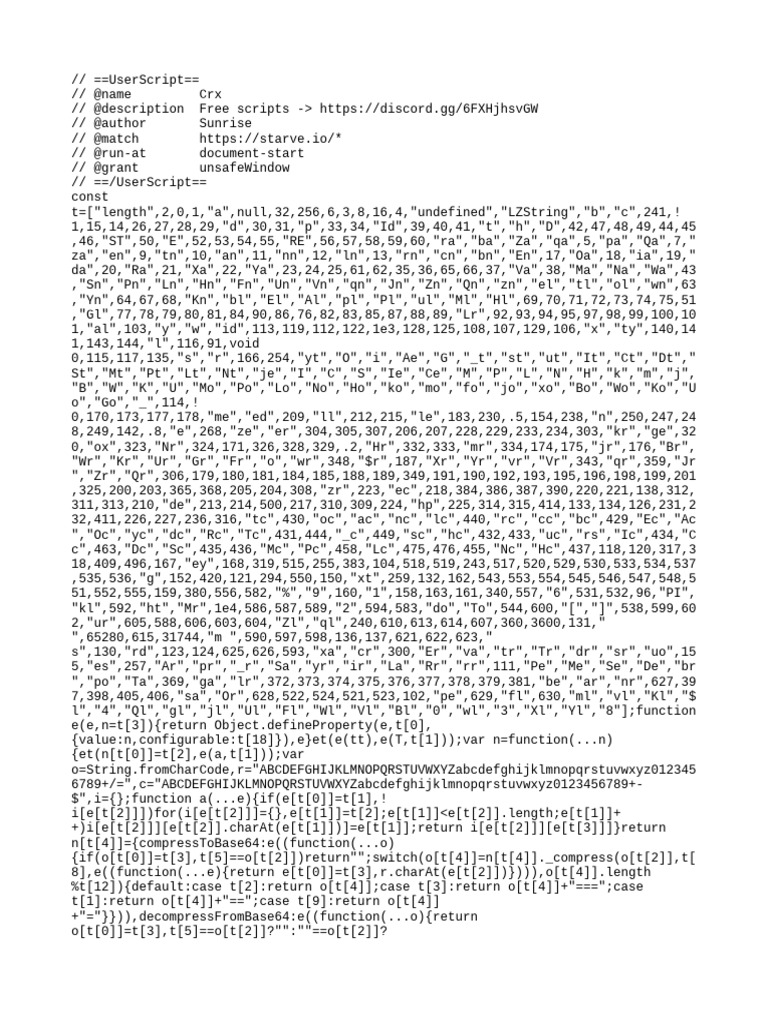 Starve.io UserScript for Free Scripts | PDF | Computer Programming