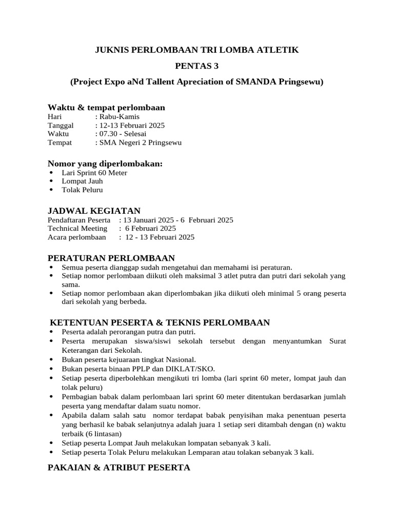 Juknis Tri Lomba Atletik 2025 | PDF