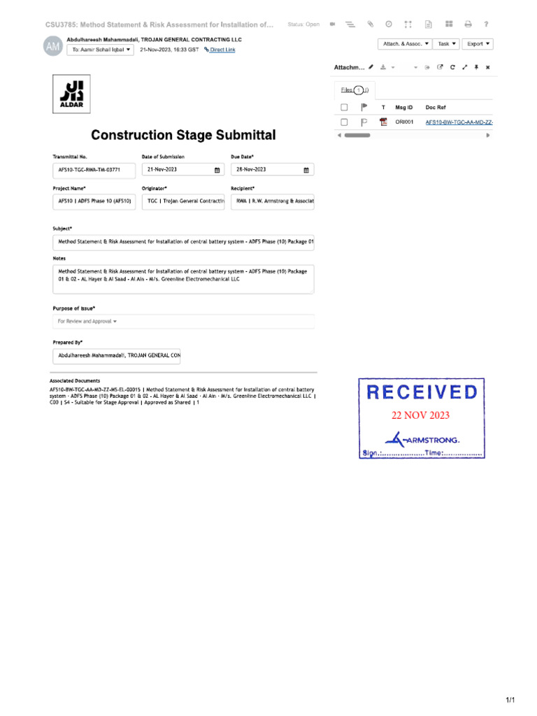 Method Statement for Battery System Installation | PDF | Construction ...
