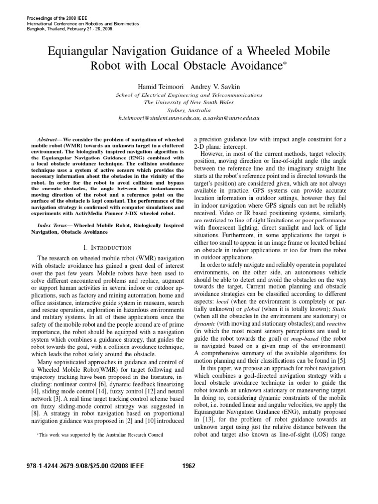 Equiangular Navigation Guidance of A Wheeled Mobile Robot With Local ...