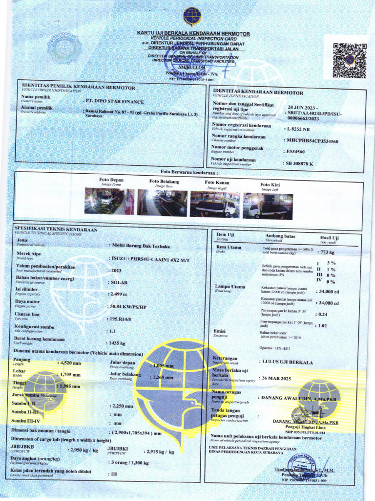Vehicle Inspection Card Details | PDF