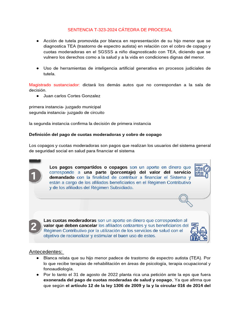 SENTENCIA T-323-2024 CATEDRA DE PROCESAL | PDF | Debido al proceso
