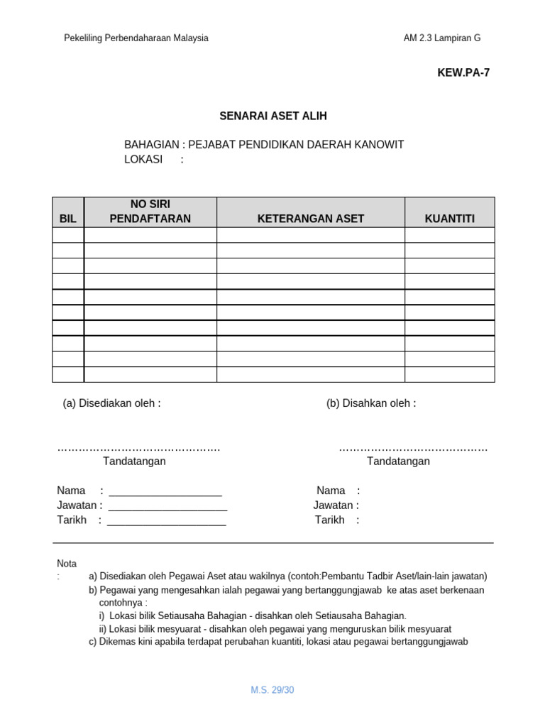 Kew Pa 7 (Kosong) | PDF