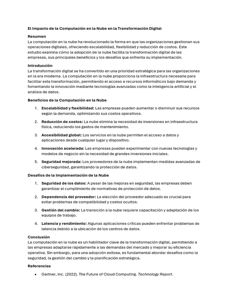 Computación en la Nube y Transformación Digital | PDF | Computación en ...