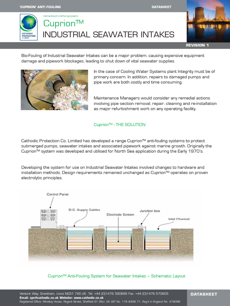 Cuprion - Seawater Intake | PDF | Electrochemistry | Physical Sciences