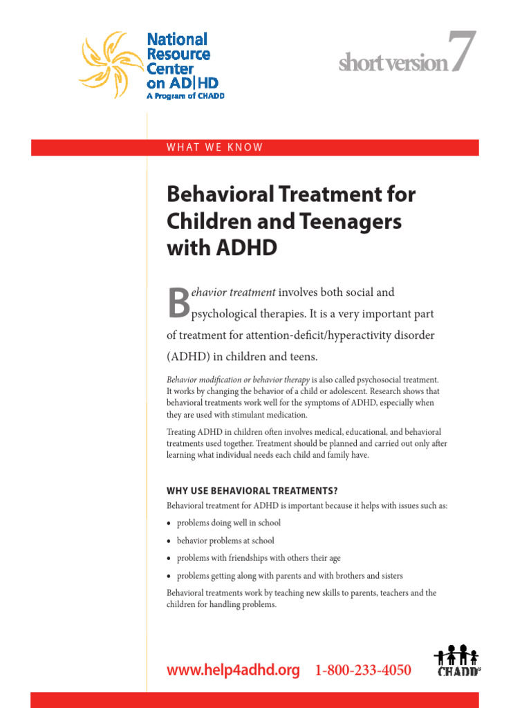 Behavioral Treatments for ADHD Kids | PDF | Attention Deficit ...