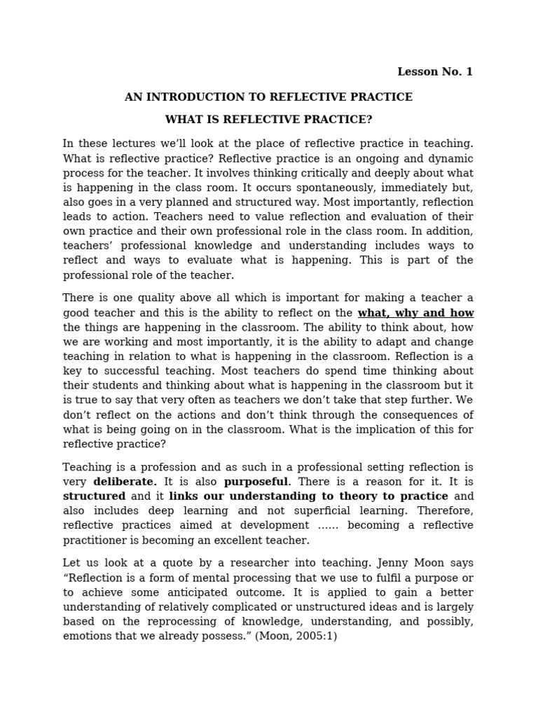 EDU406 Topic 01 | PDF | Reflective Practice | Teachers