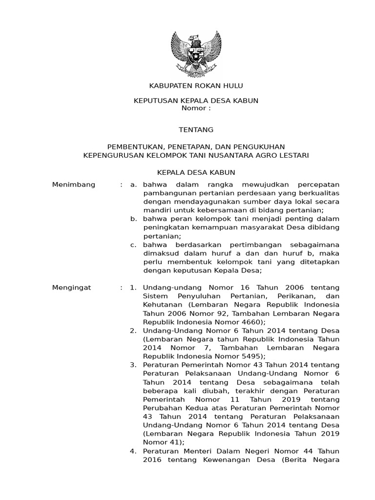 Pembentukan Kelompok Tani Kabun | PDF