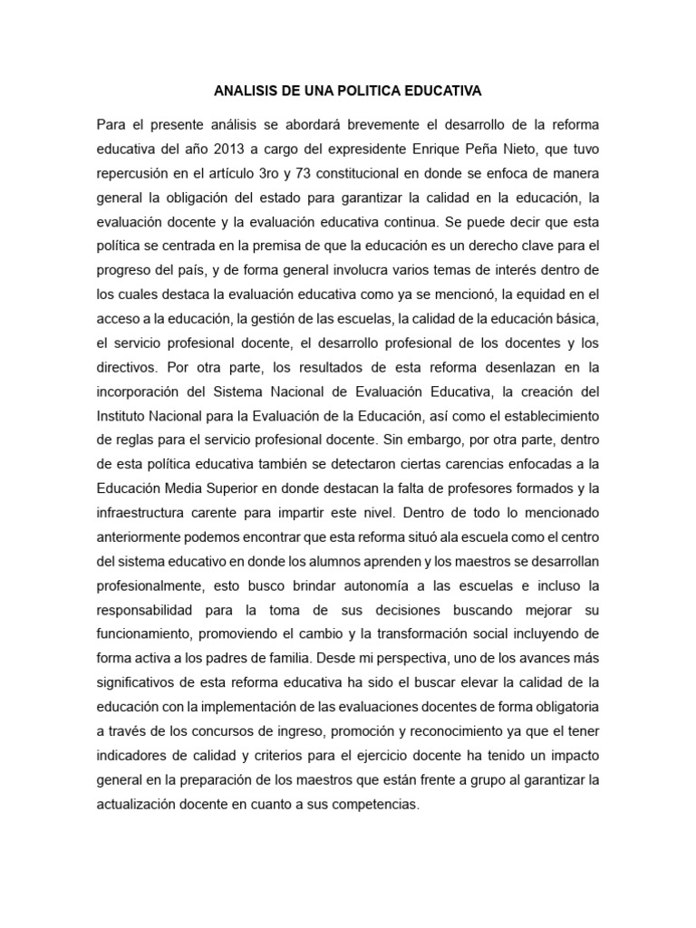 Análisis de la Reforma Educativa 2013 | PDF